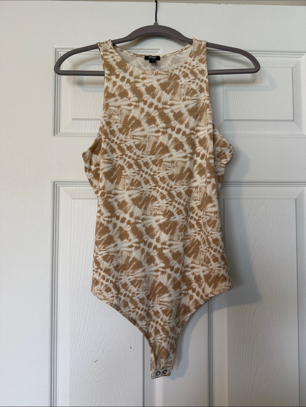 Express Beige Printed Bodysuit